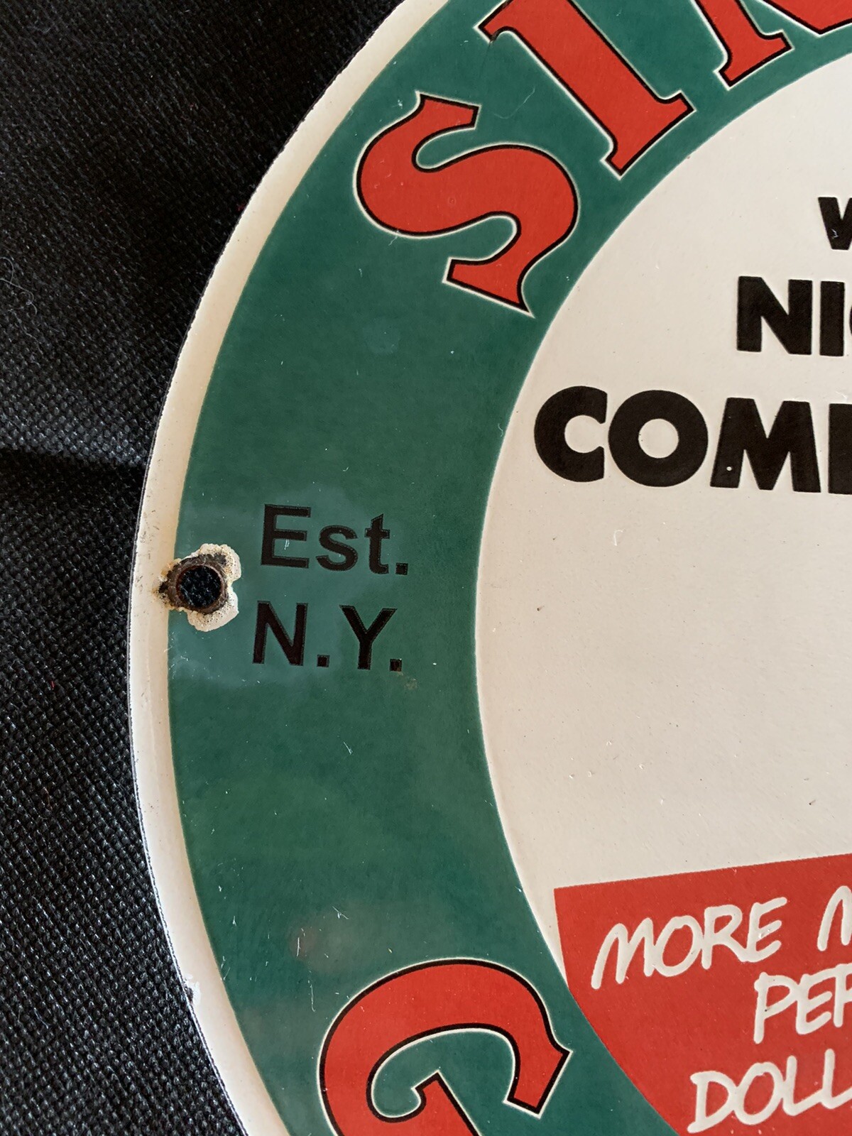 VINTAGE STYLE SINCLAIR GASOLINE WITH DINO THE DINOSAUR 12 INCH PORCELAIN SIGN .