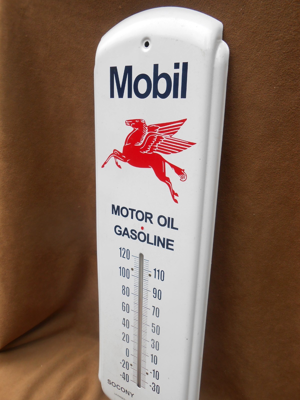 Licensed Mobil Gasoline Thermometer Motor Oil 17″ x 5″ SOCONY VACCUUM Pegusus