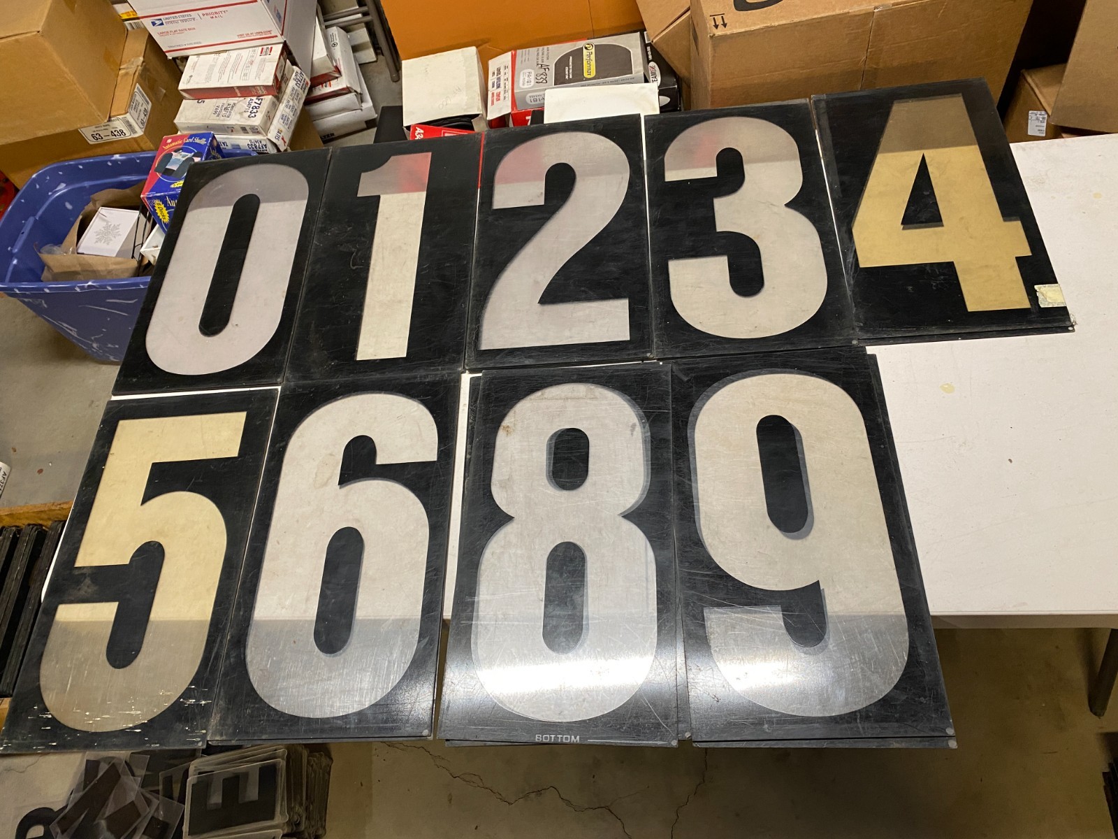 (23) vtg gas station black background clear acrylic numbers 16”-17” tall set #5