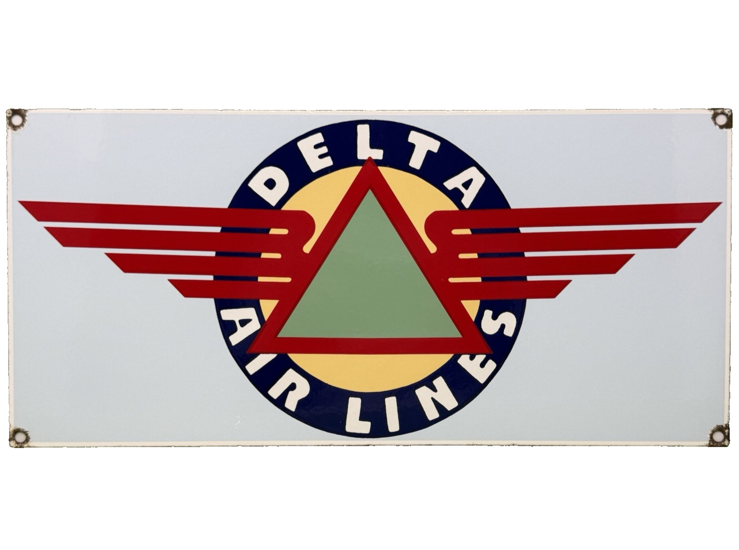 VINTAGE DELTA AIR LINES PORCELAIN SIGN OIL GAS AVIATION HANGAR PLANE AIRPORT