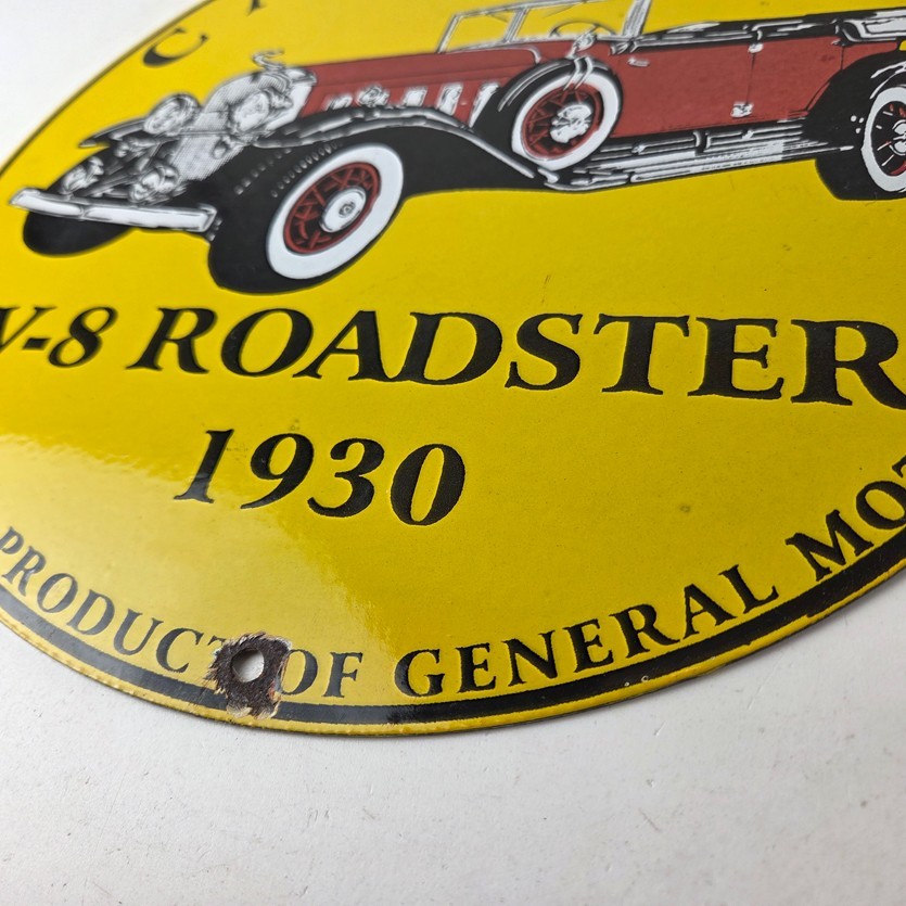 Vintage Cadillac Service Sign – Roadster V8 Gas Pump Automobiles Porcelain Sign