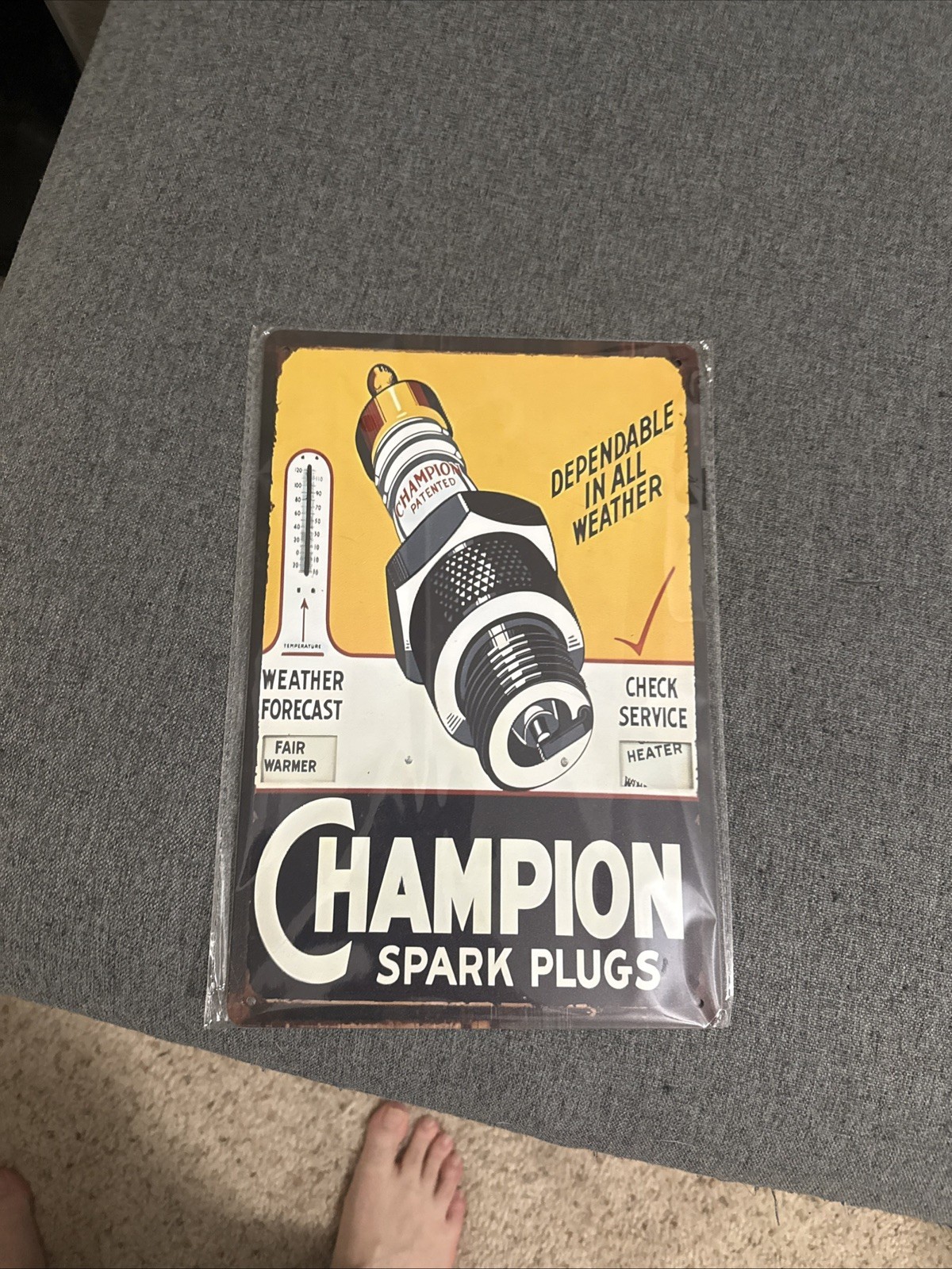Champion Spark Plugs Tin Sign 12×8 Vintage Style Garage Auto Shop Decor