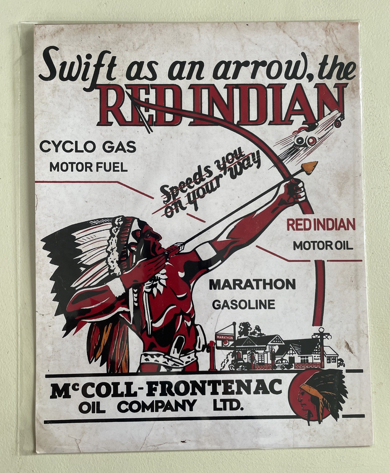 McColl-Frontenac Motor Oil PRINT 8.5×11 Ad Sign Red Marathon Gasoline Cyclo Gas