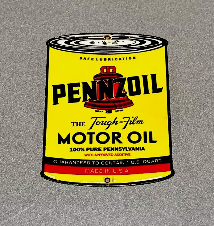 VINTAGE PENNZOIL MOTOR OIL CAN PORCELAIN SIGN GAS OIL CAR TRUCK