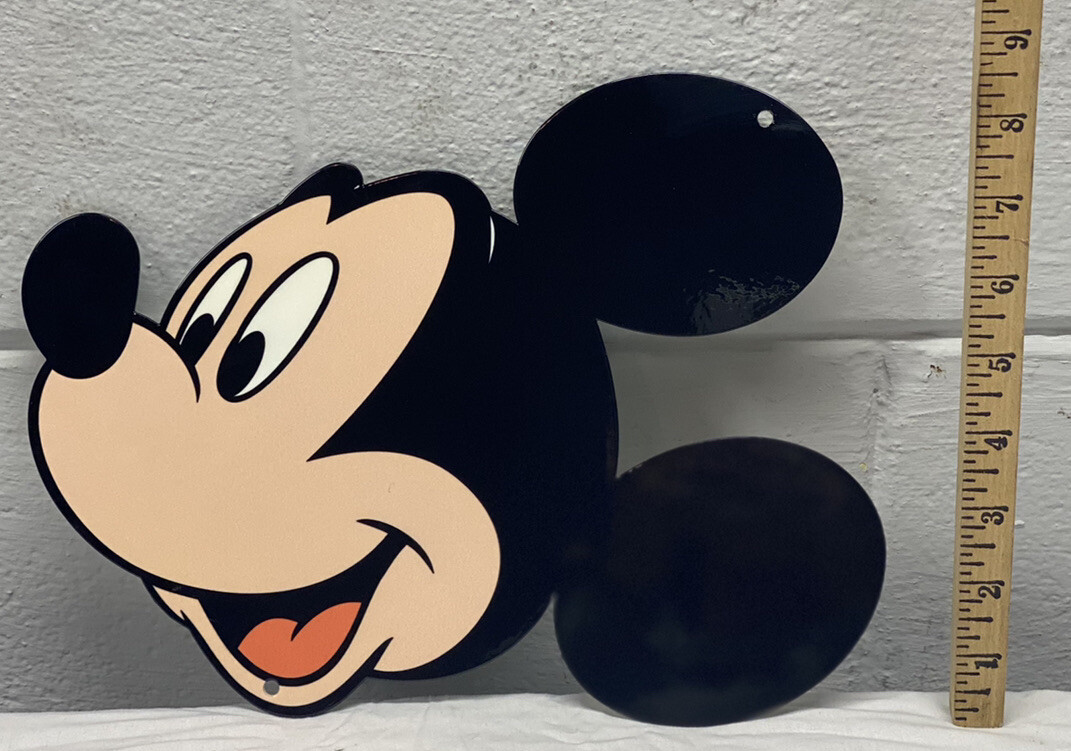 Mickey Mouse Die-Cut Metal Sign Disney Character Tv Show Cartoon Gas Oil
