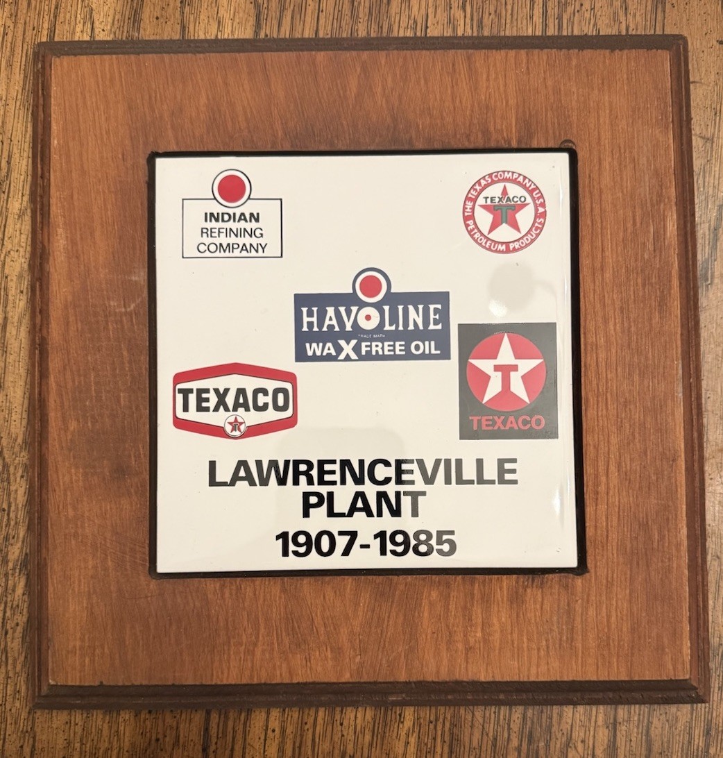 Vintage TEXACO Lawrenceville Plant Wall Plaque 1907 – 1985 The Texas Company