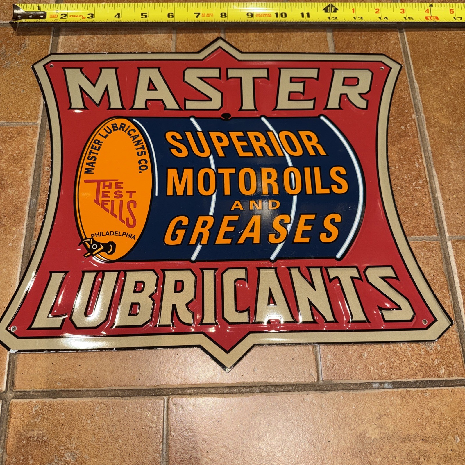 1924 MASTER LUBRICANTS MOTOR OIL GREASES ADVERTISING DECAL PHILADELPHIA 11X10″