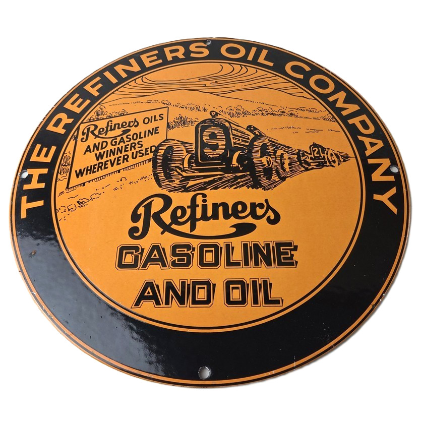 Vintage Refiners Porcelain Sign – Motor Oil Company Service Station Pump Sign