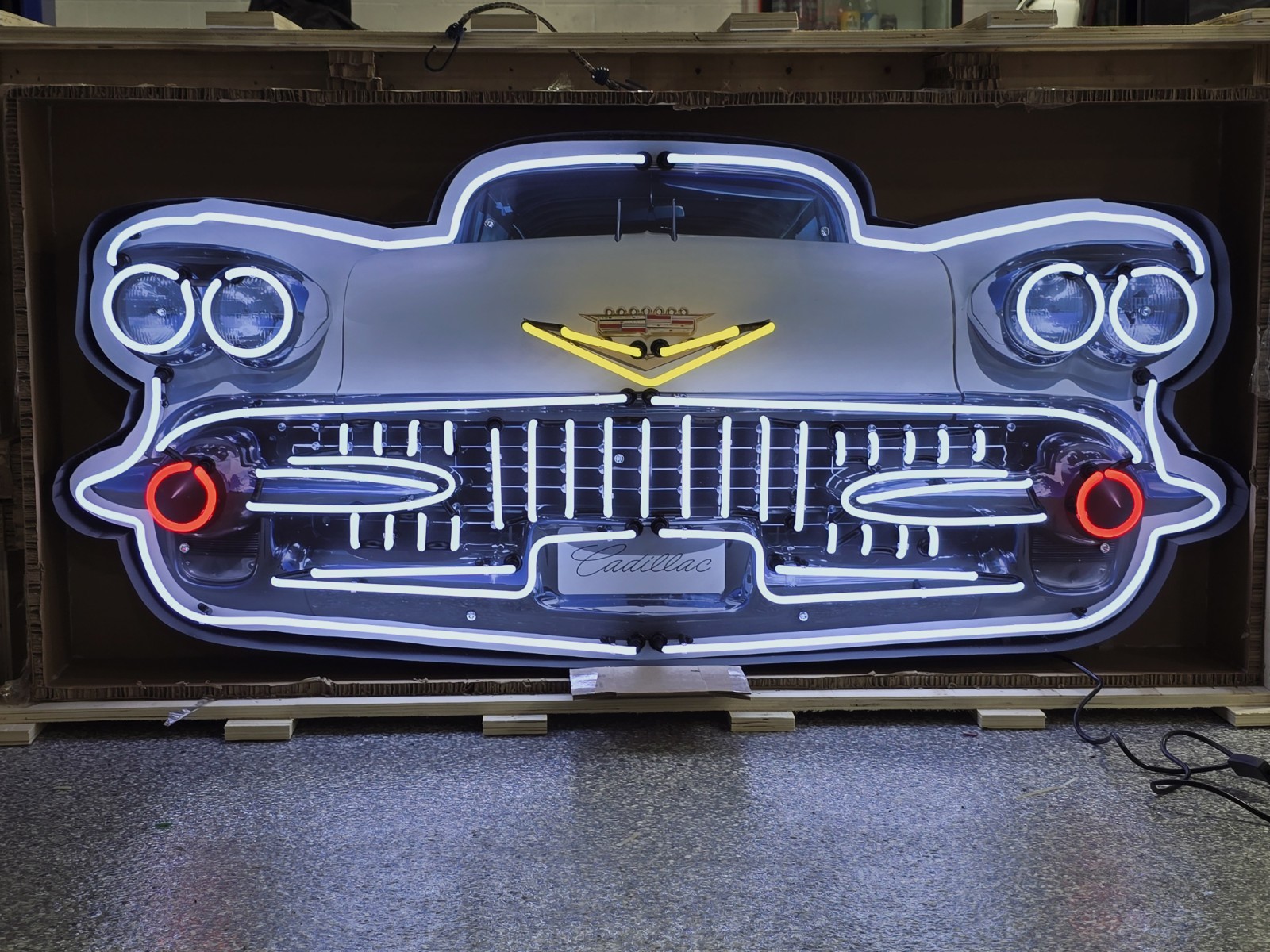1958 Cadillac Eldorado Front End Wall Neon Sign Man Cave Office Garage FREE SHIP