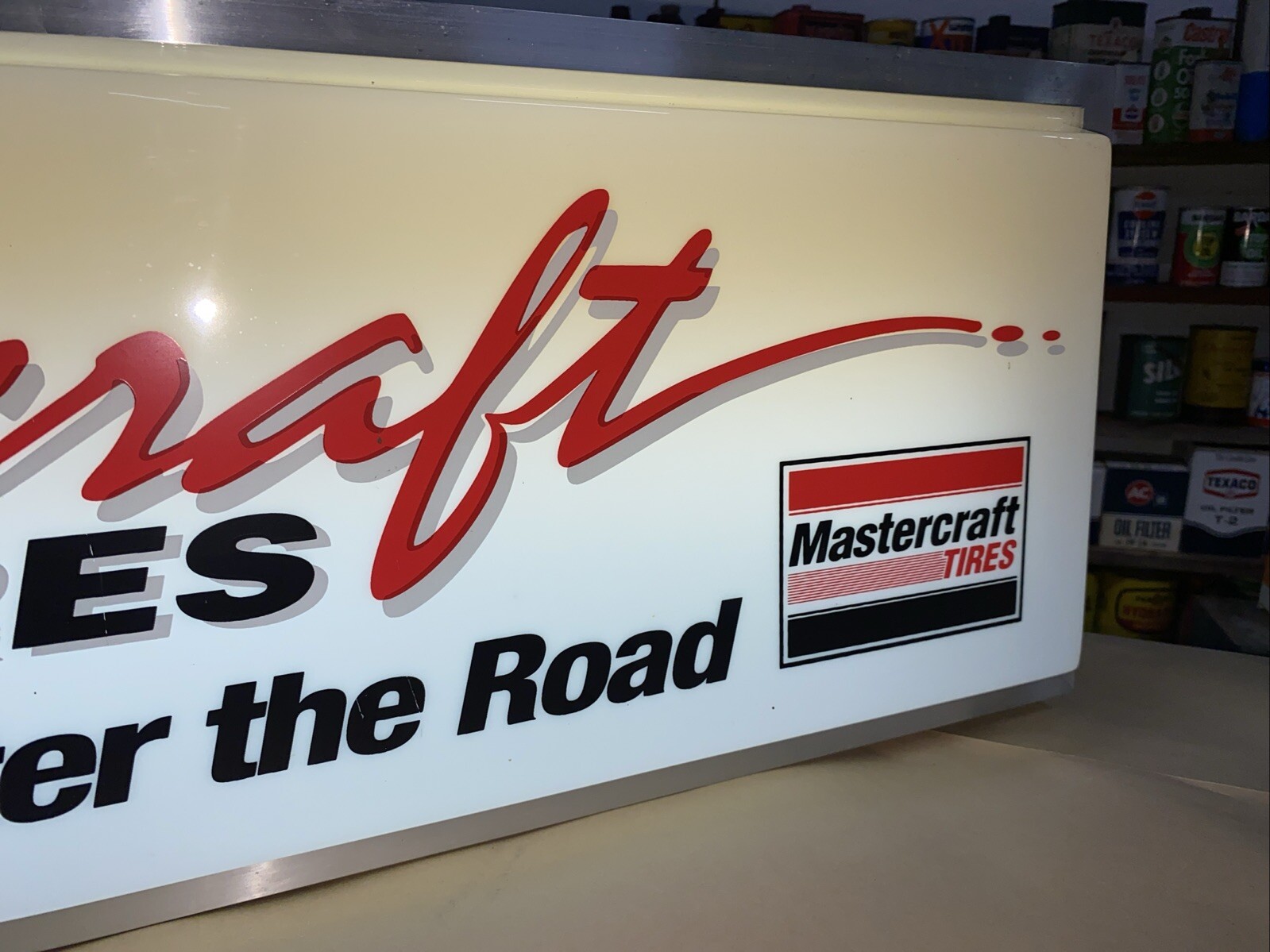 Mastercraft Tires 3’ Ft Double Sided Dealer Sign Lighted Nice. Check It Out