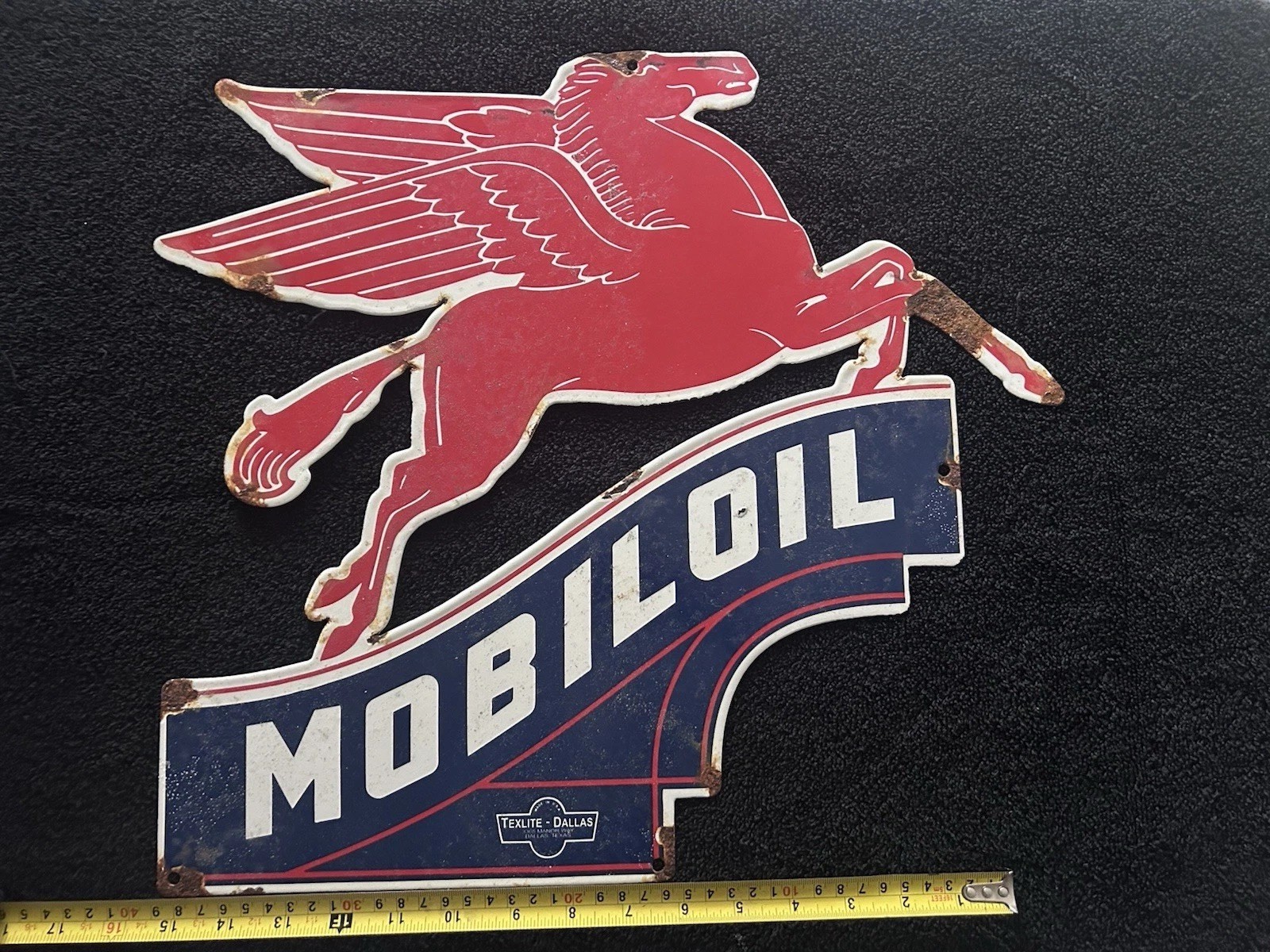 MOBIL OIL LARGE SIGN ENAMEL LOGO COLLECTIBLE WALL ART PORCELAIN MOTOR OIL
