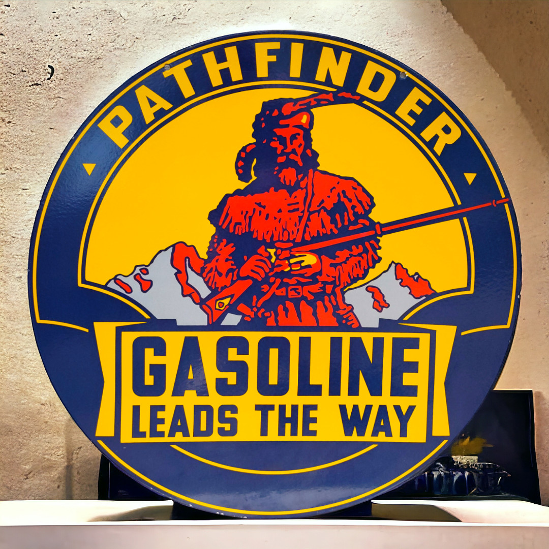 30″ Pathfinder Porcelain Sign / Gasoline / Petroliana / Garage Sign / Pathfinder