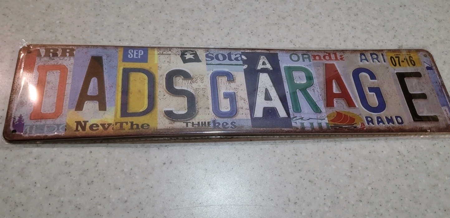 4″ X 15-3/4″ Metal Sign Small Dent Man Cave Garage Bar Gas Station Dad’s Garage