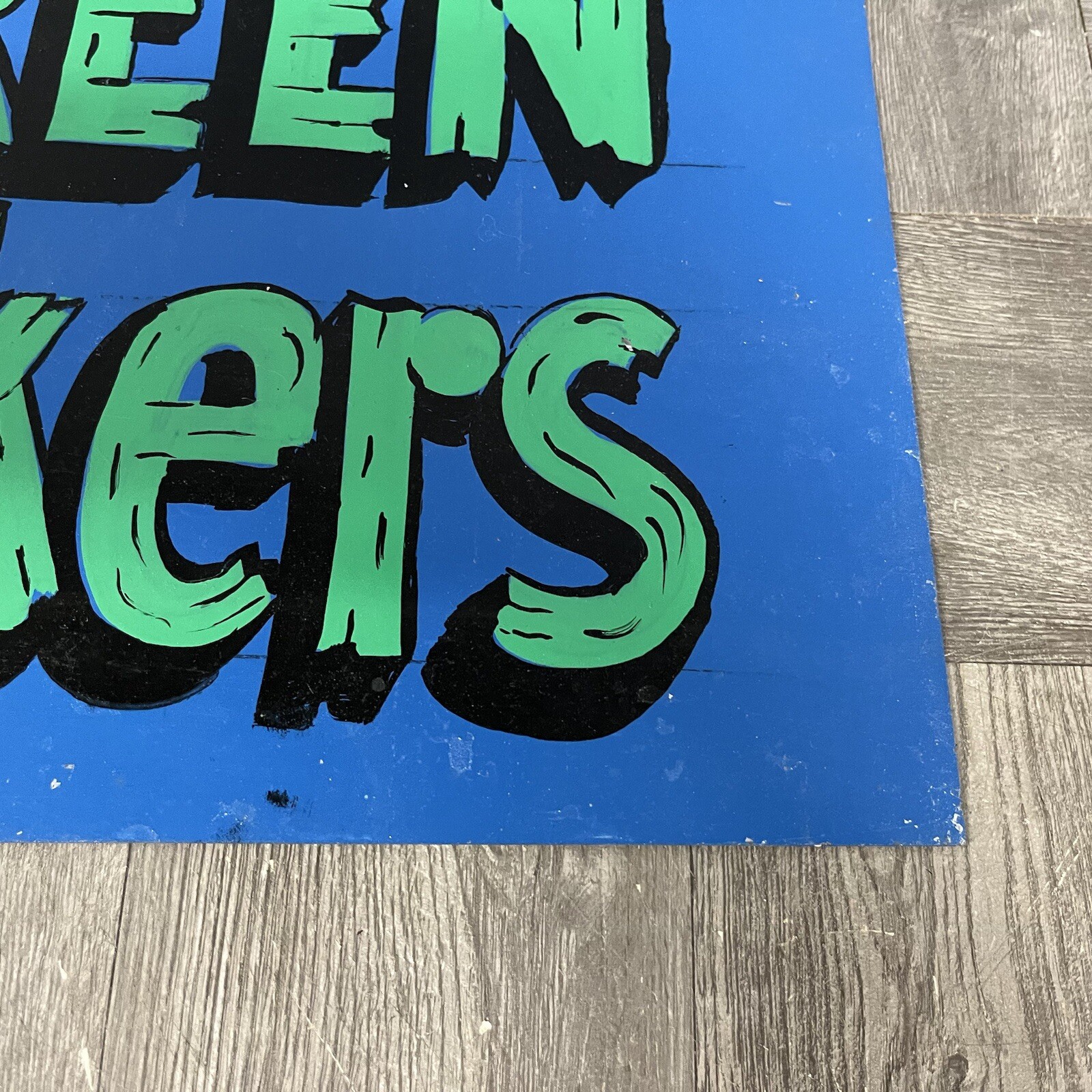 Vintage Green Akers (acres) Sign Hand Painted Folk Art Garden Greenhouse 16″x12″