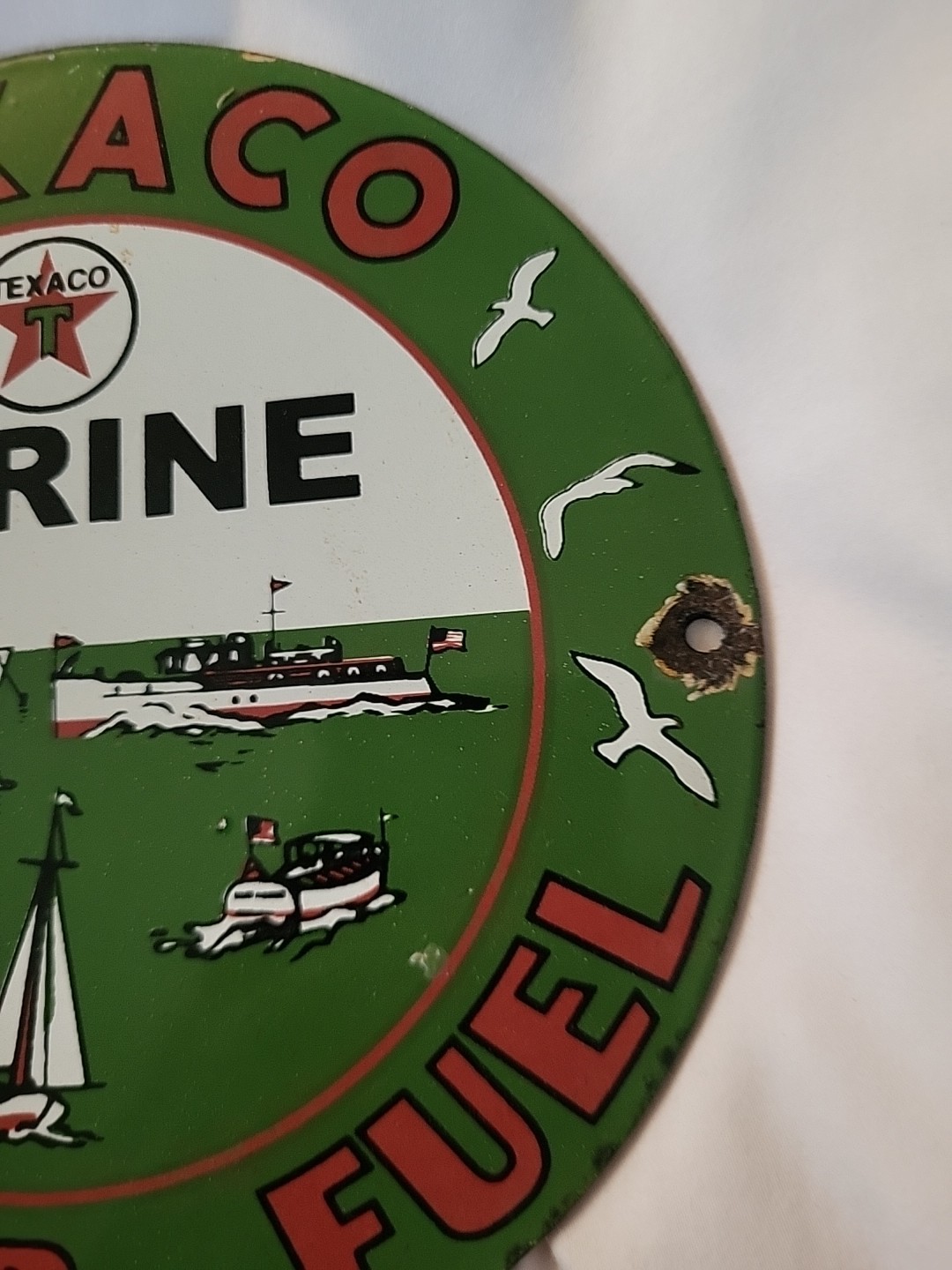 Texaco Marine Motor Fuel Vintage Metal Sign