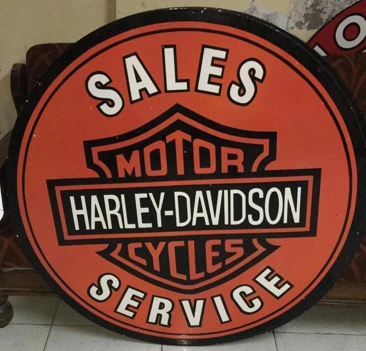Harley Davidson sales and service Porcelain Enamal Heavy Metal variaDouble Side