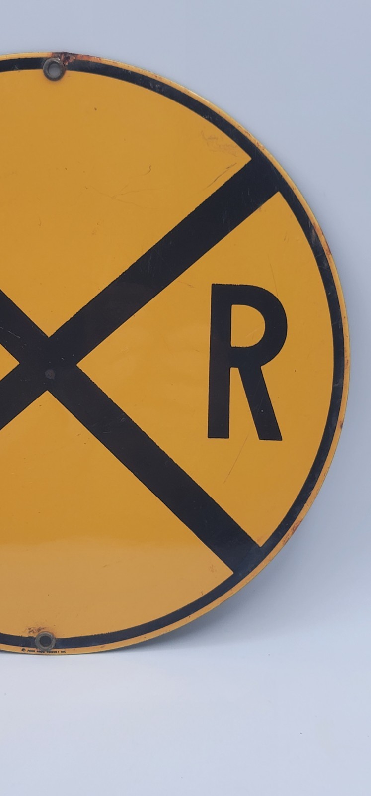Vintage Railroad Crossing RR Porcelain Enameled Metal Sign