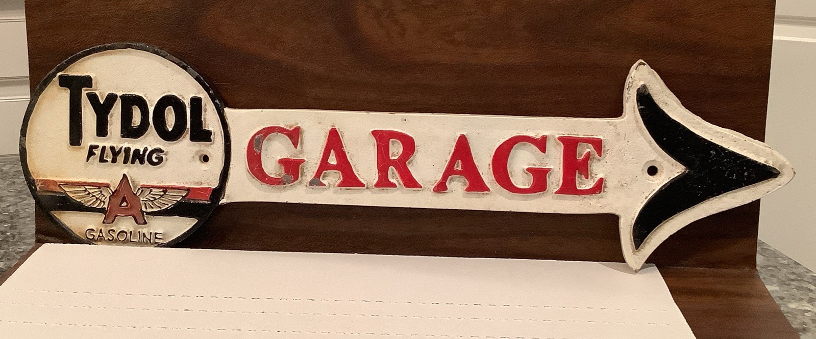 15 1/2” Cast Iron Tydol flying A Gasoline Gas Station Car Garage Arrow Sign