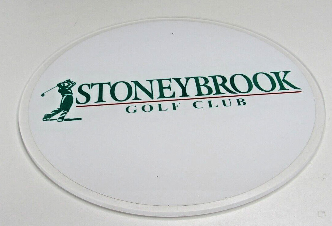 ⛳️ StoneyBrook GOLF ADVERTISEMENT Sign Round Plexiglass 10″ New Old Stock #CB