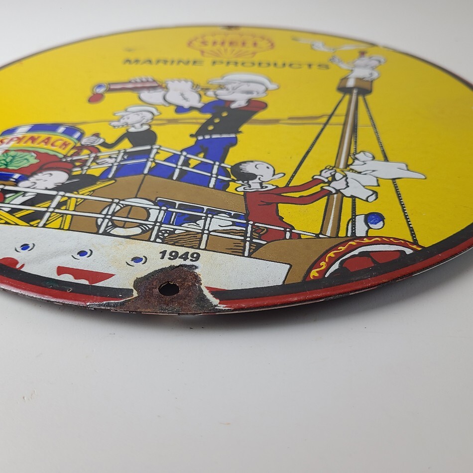 Vintage Shell Gasoline Sign – Use Coupon Code on Porcelain Popeye Gas Sign