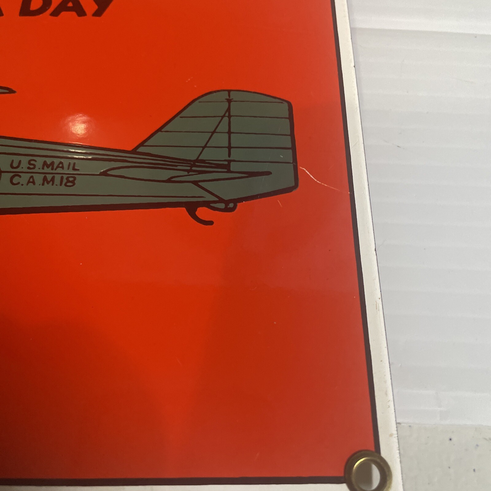 Enamel PHILLIPS 66 AVIATION PRODUCTS AIRPLANE PILOT ON DUTY SIGN / Ande Rooney