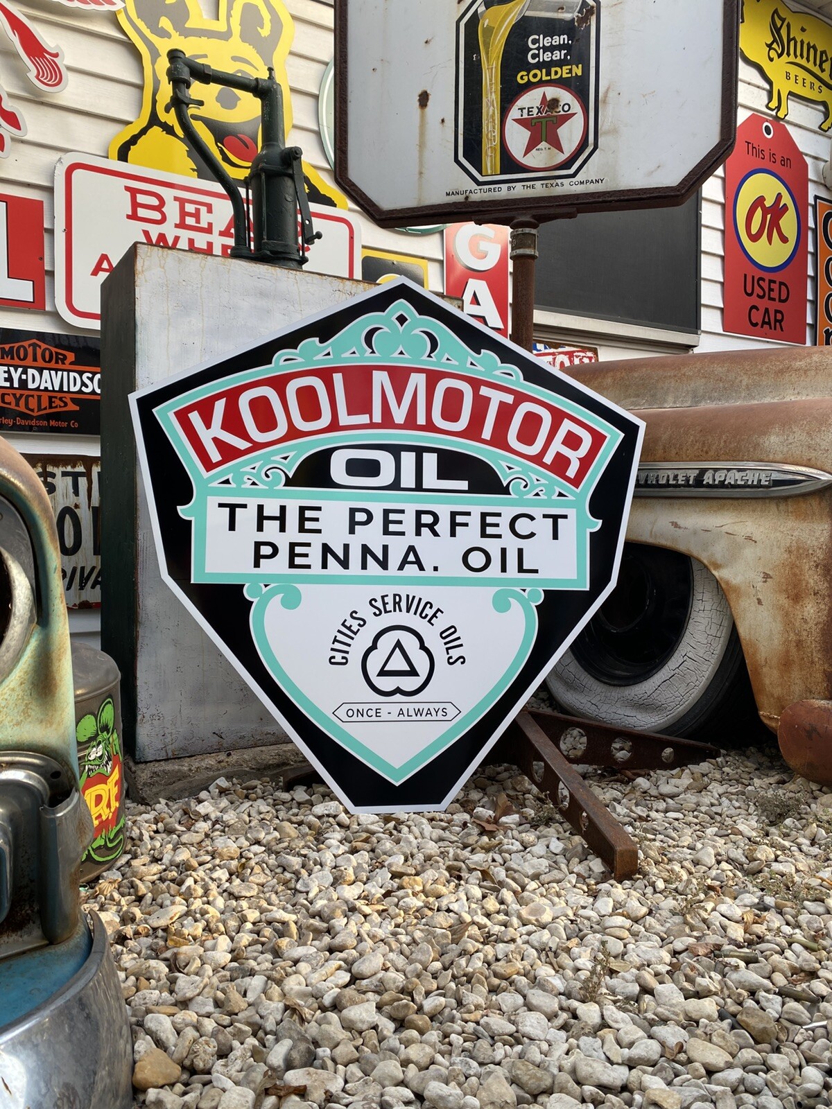 Antique Vintage Old Style Cities Service KOOLMOTOR sign! 40”