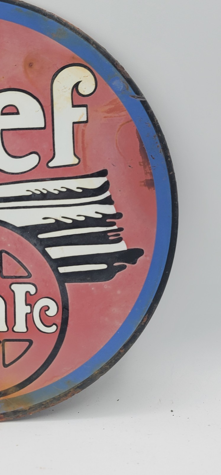 Vintage The Chief Santa Fe Railroad Railway Rustic Porcelain Enameled Metal Sign