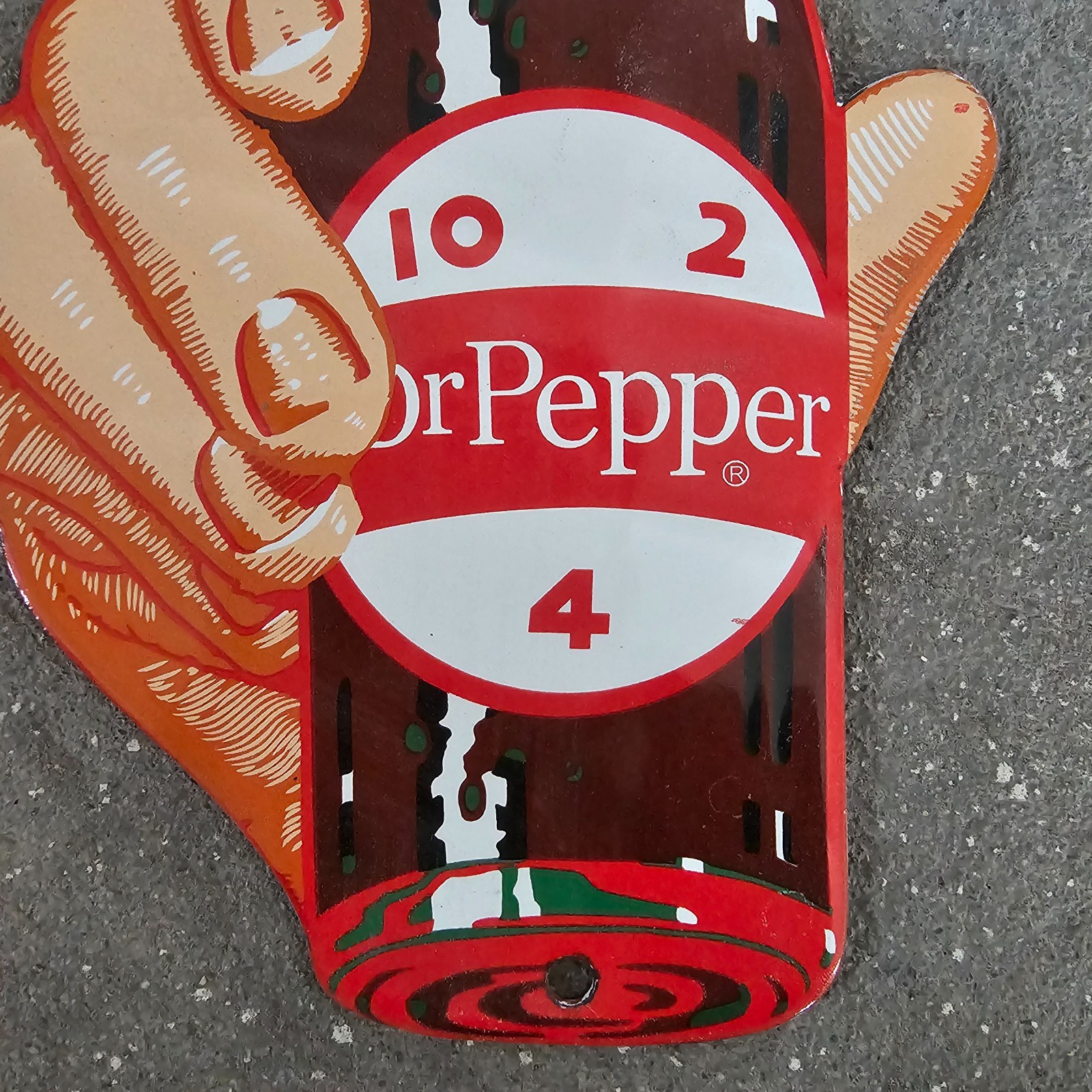 VINTAGE DRINK DR PEPPER RED GREEN US GASOLINE OIL GAS PUMP ENAMEL PORCELAIN SIGN