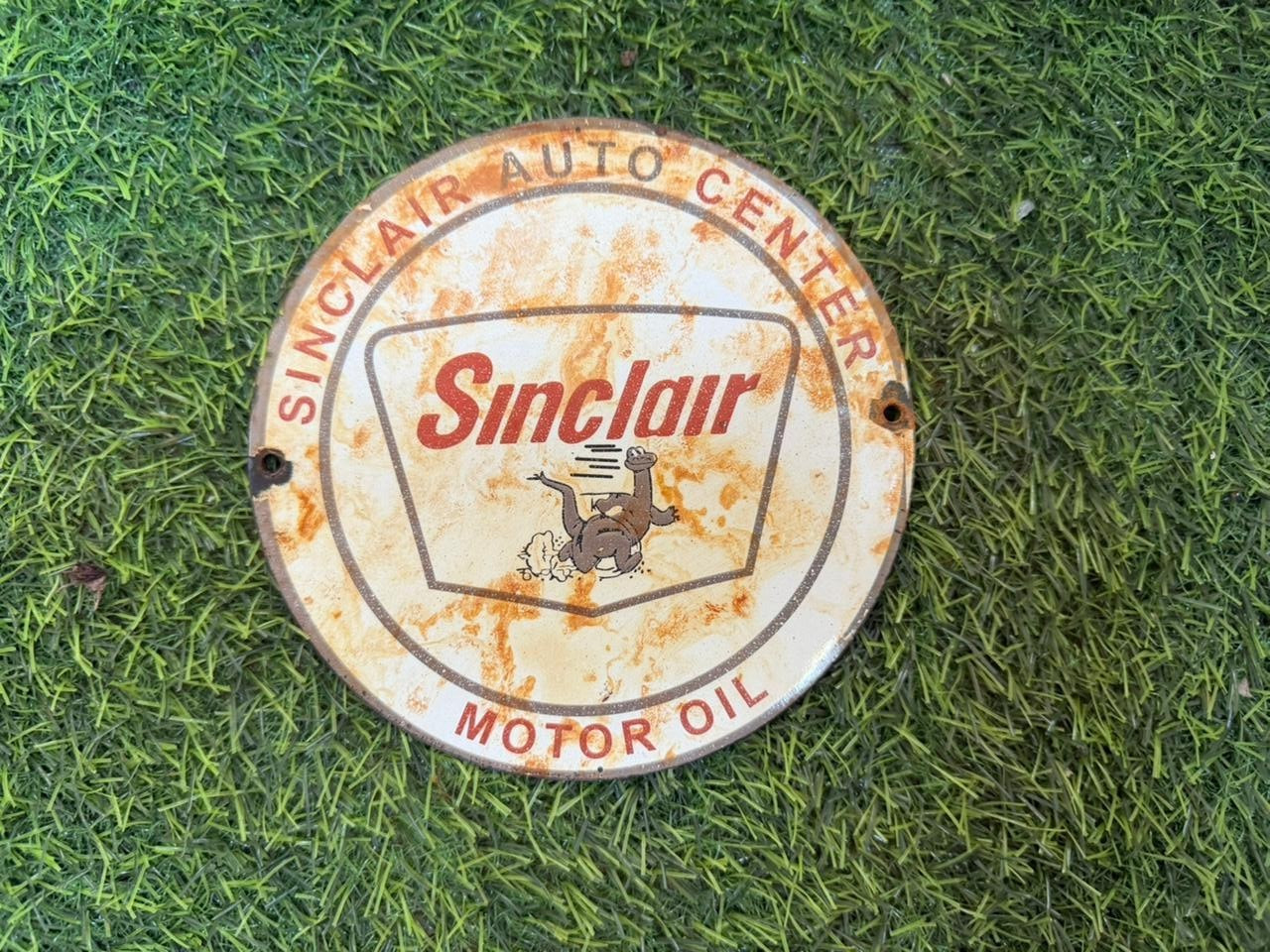 PORCELIAN SINCLAIR ENAMEL SIGN SIZE 6X6 INCHES