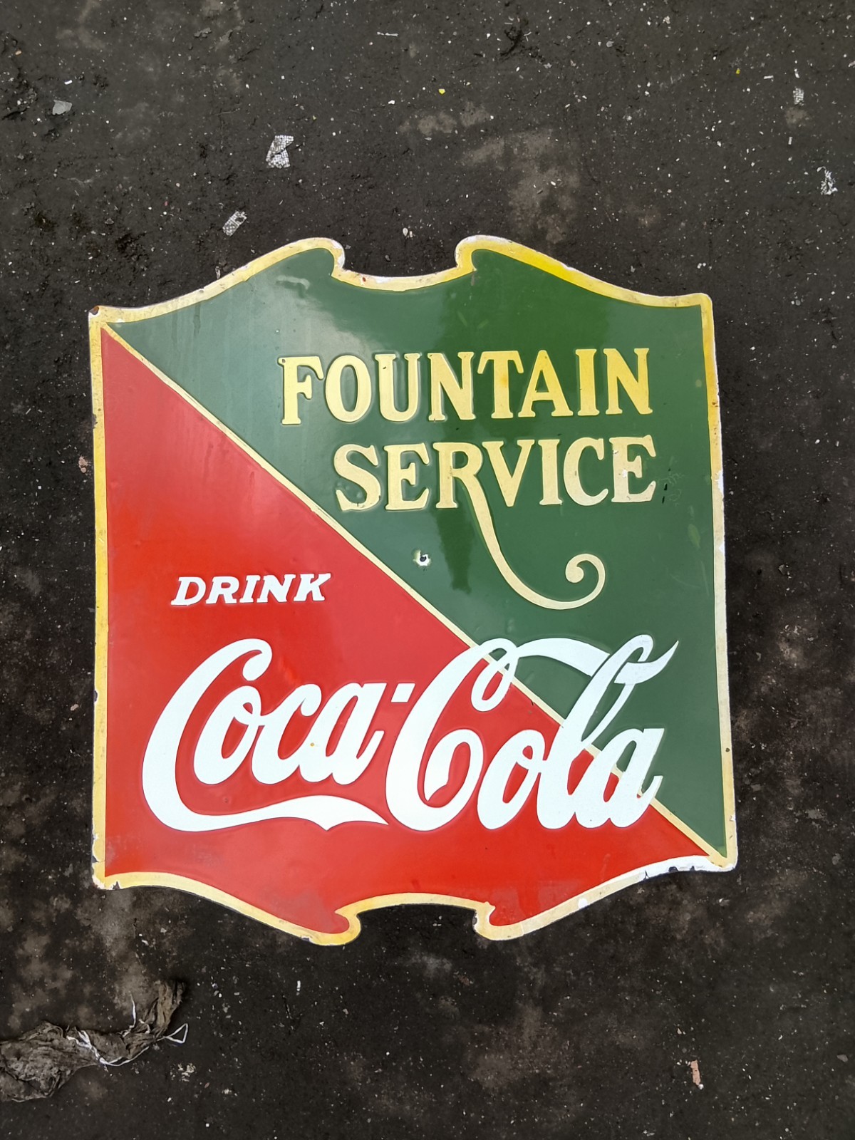 PORCELAIN COCA-COLA ENAMEL SIGN 30X25 INCHES DOUBLE SIDED