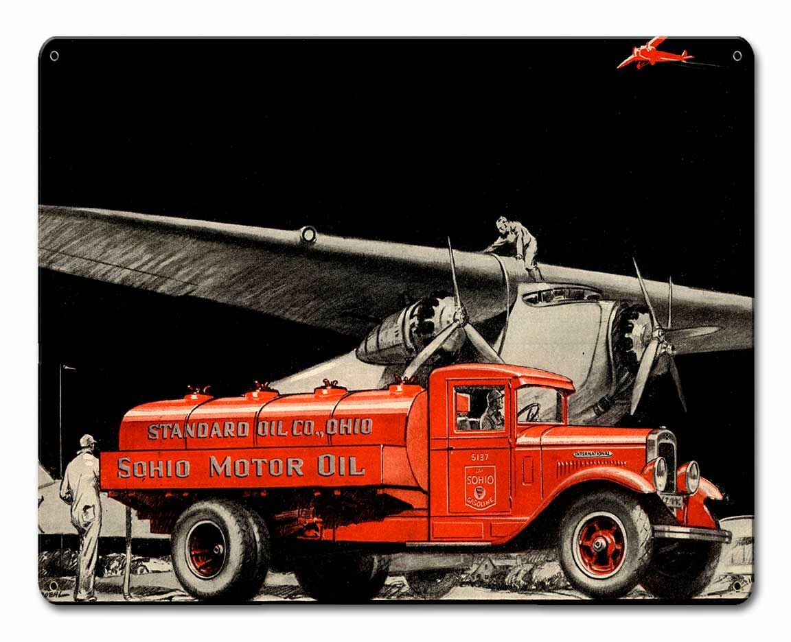 SOHIO STANDARD OIL TANKER PLANE 15″ HEAVY DUTY USA MADE METAL ADVERTISING SIGN