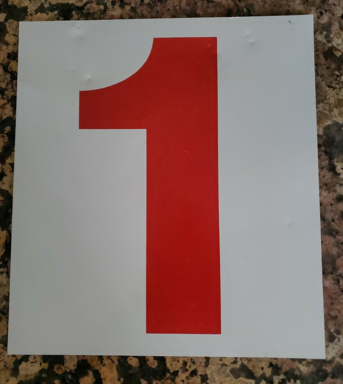 Vintage Gas Station Tin Sign Number 1 2 red White 10 3/4″ X 12″ Please Read