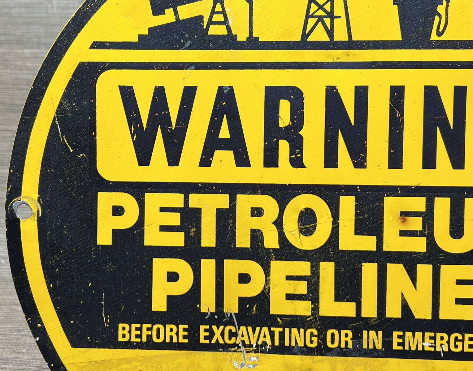 VINTAGE MOBIL PIPELINE SIGN GAS STATION MOTOR OIL PUMP PETROLEUM GASOLINE DIG