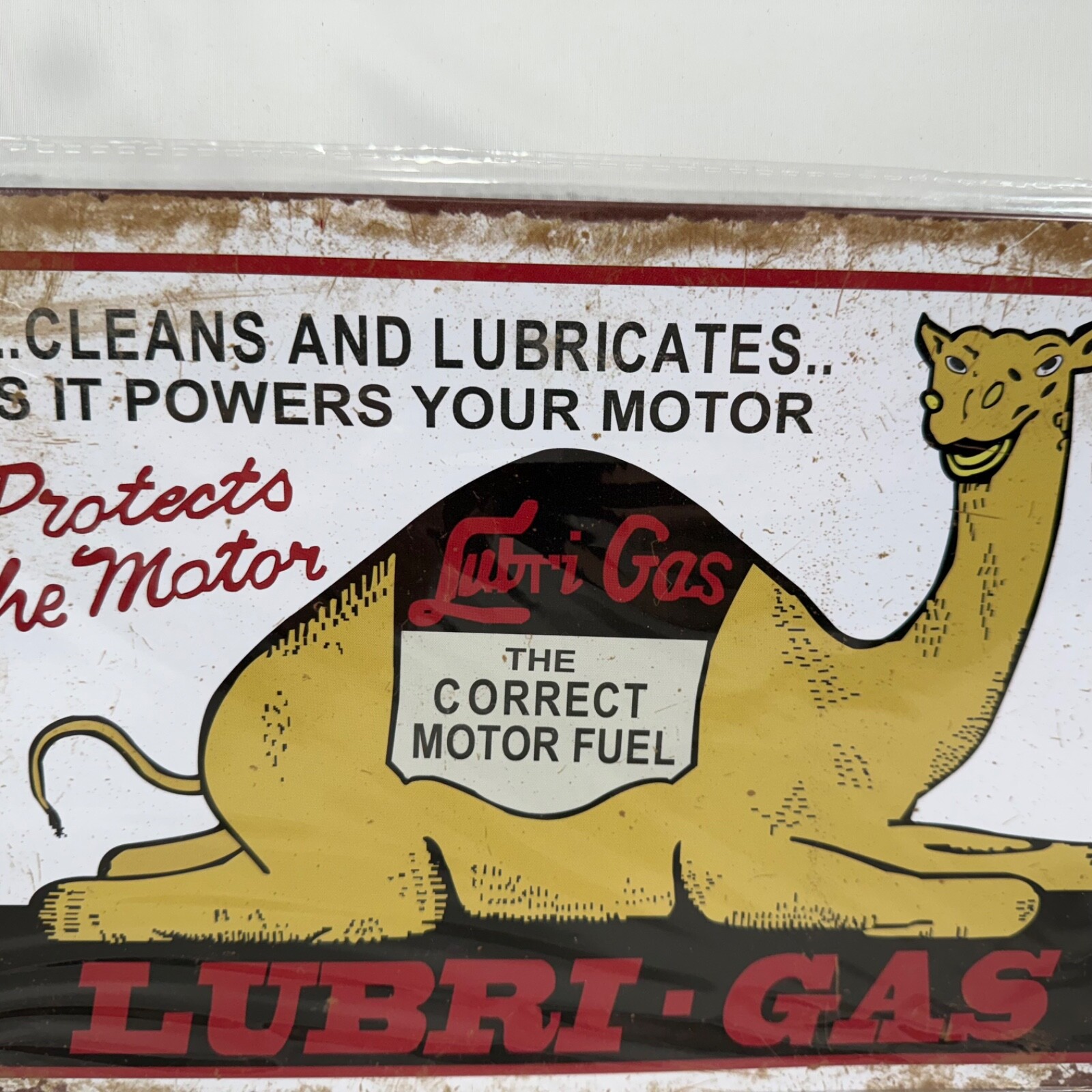 LUBI-GAS CAMEL The Correct Motor Fuel Metal Tin Sign Garage Shed Workshop 12×8 N
