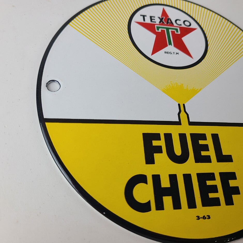 Vintage Texaco Gasoline Sign – Fuel Chief 1 Gas Pump Plate Porcelain Sign