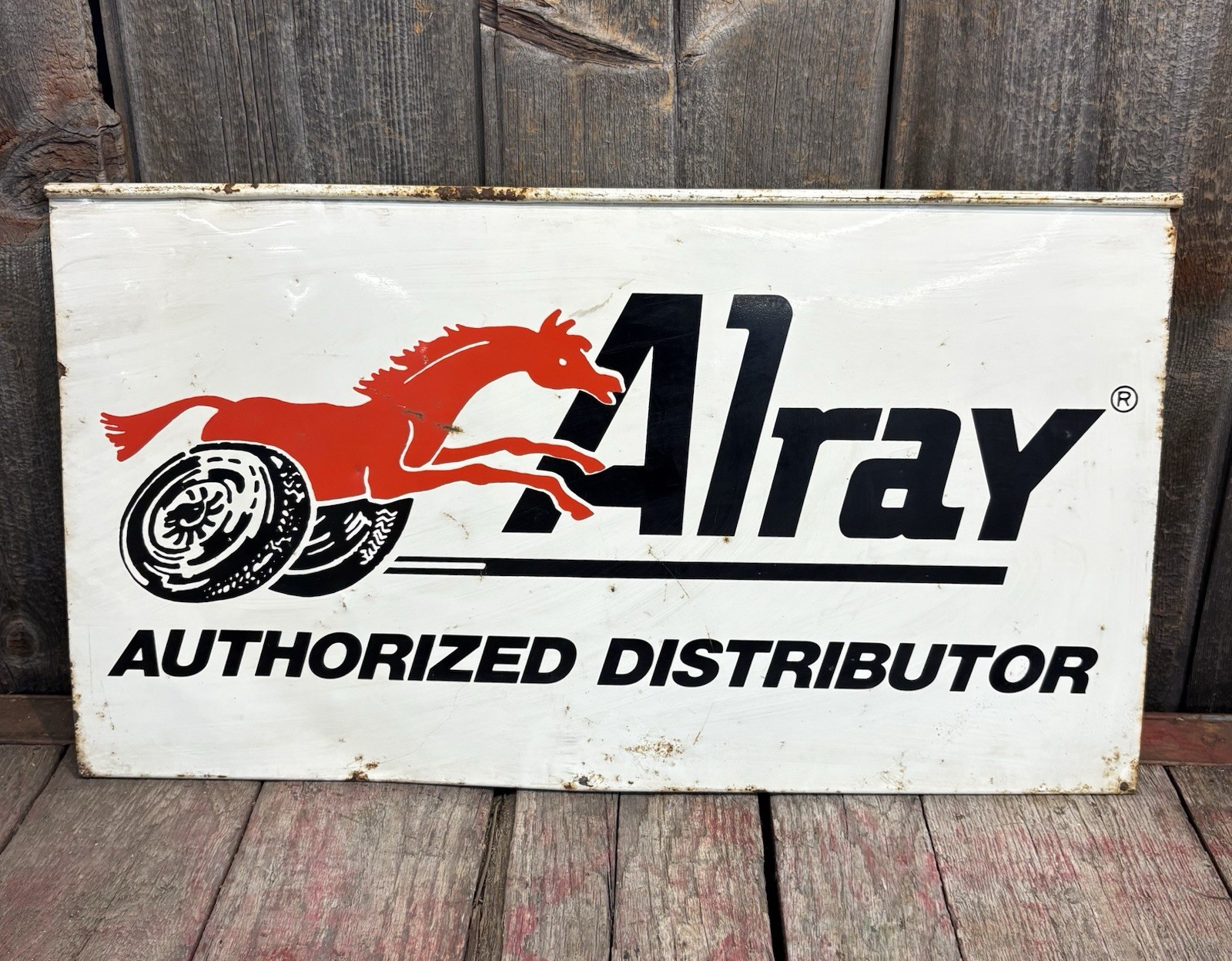 🔥RARE Vintage 2 Sided ALRAY Tires Gas Station Display Rack Sign Horse Graphics