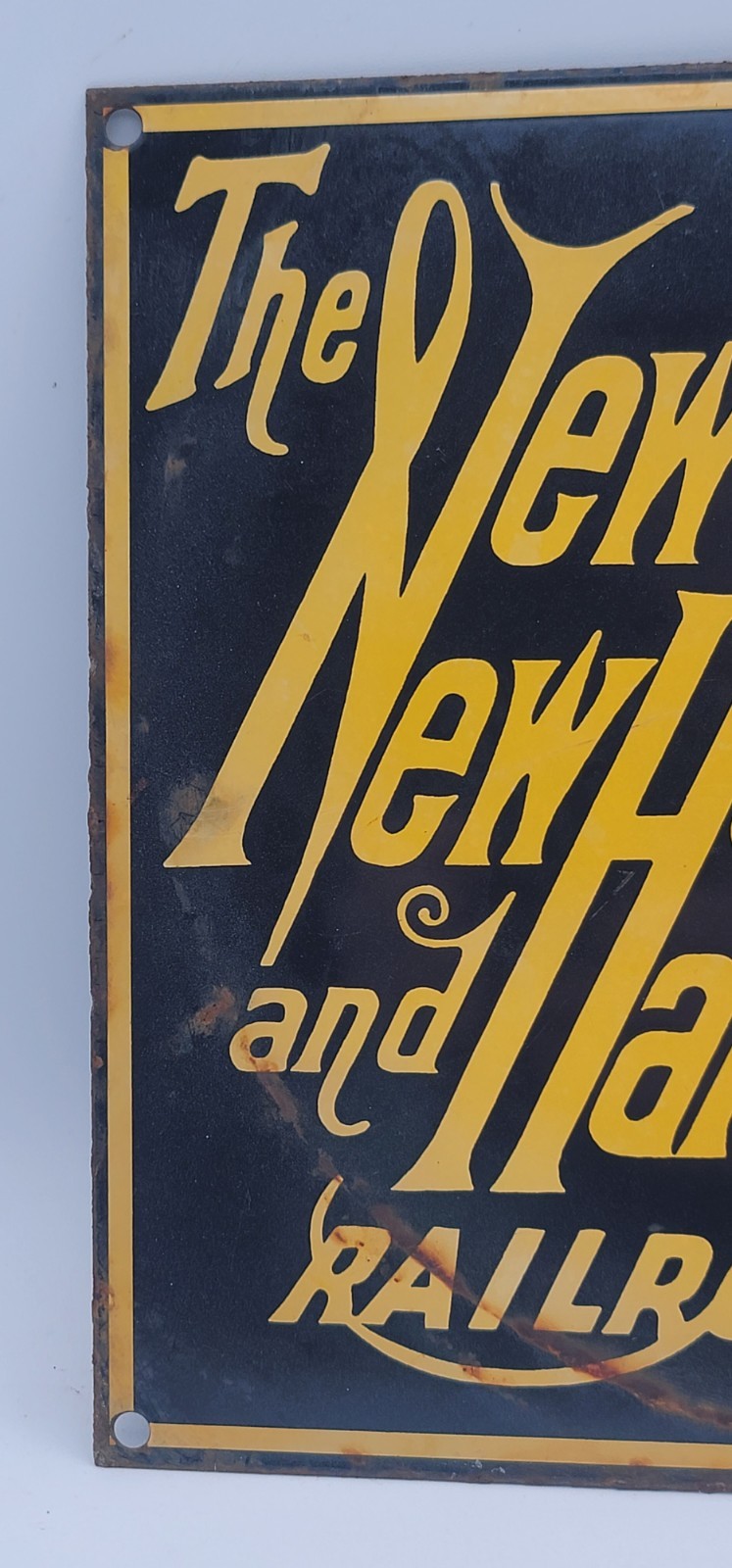 Vintage New York New Haven Hartford Railroad Porcelain Enameled Metal Sign