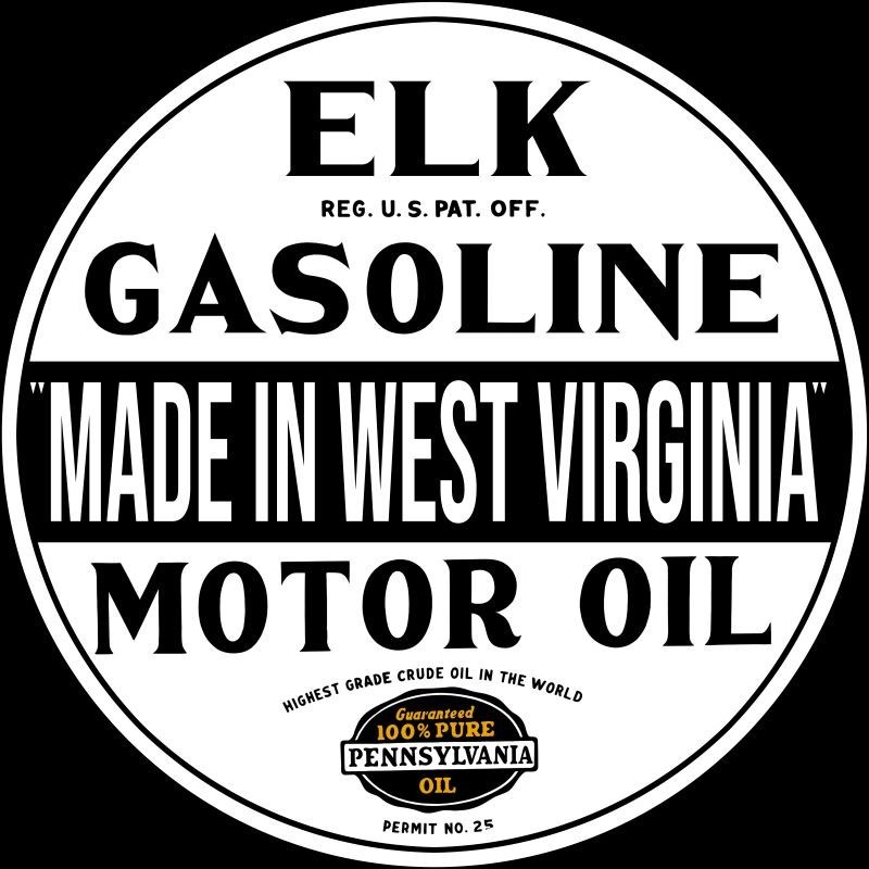 ELK Gasoline & Motor Oil of West Virginia NEW Sign: 30″ Dia Round USA Steel