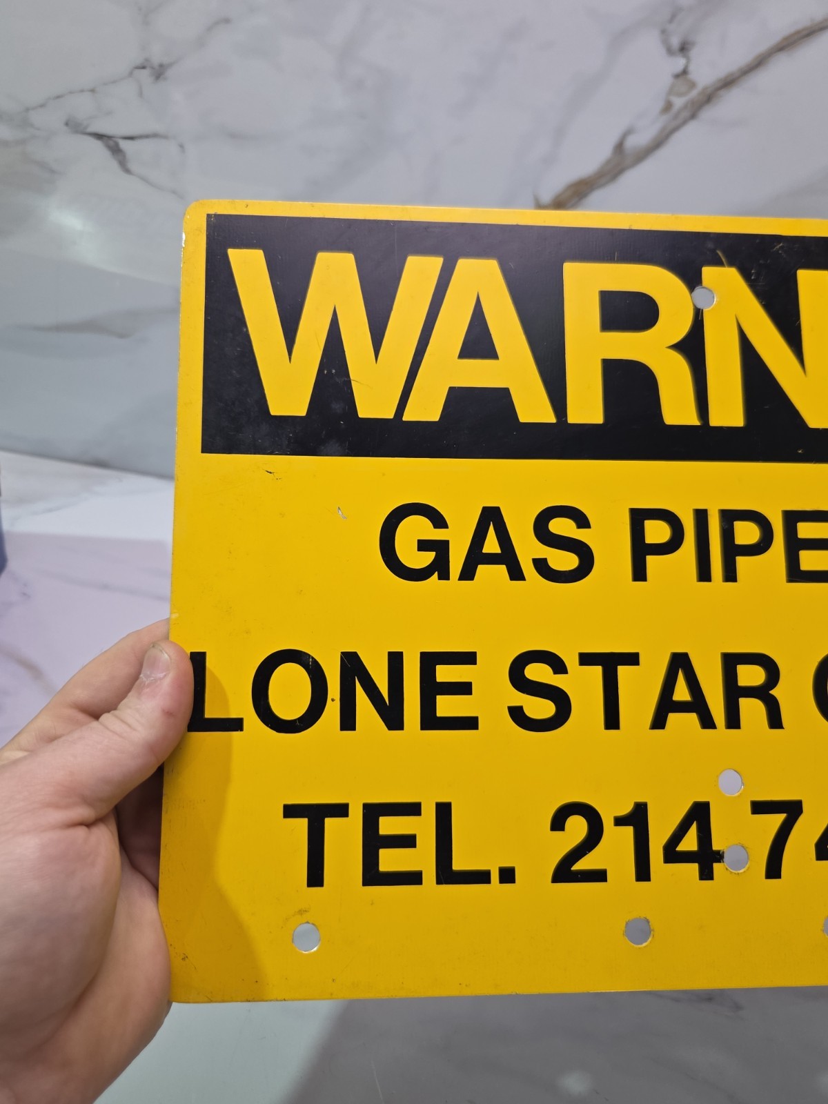 Vintage Painted Metal Sign Lone Star Gas Co. Warning