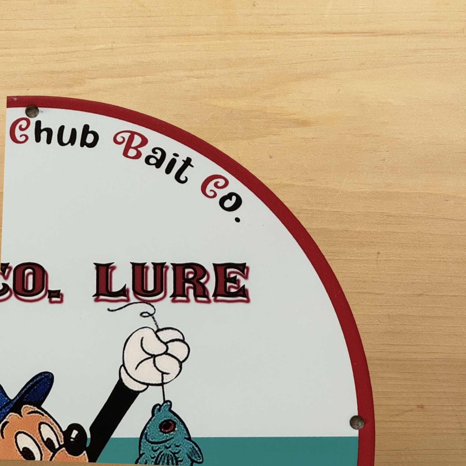 VINTAGE CREEK CHUB BAIT PORCELAIN SIGN FISHING LURES DISNEY SALE SERVICE STATION