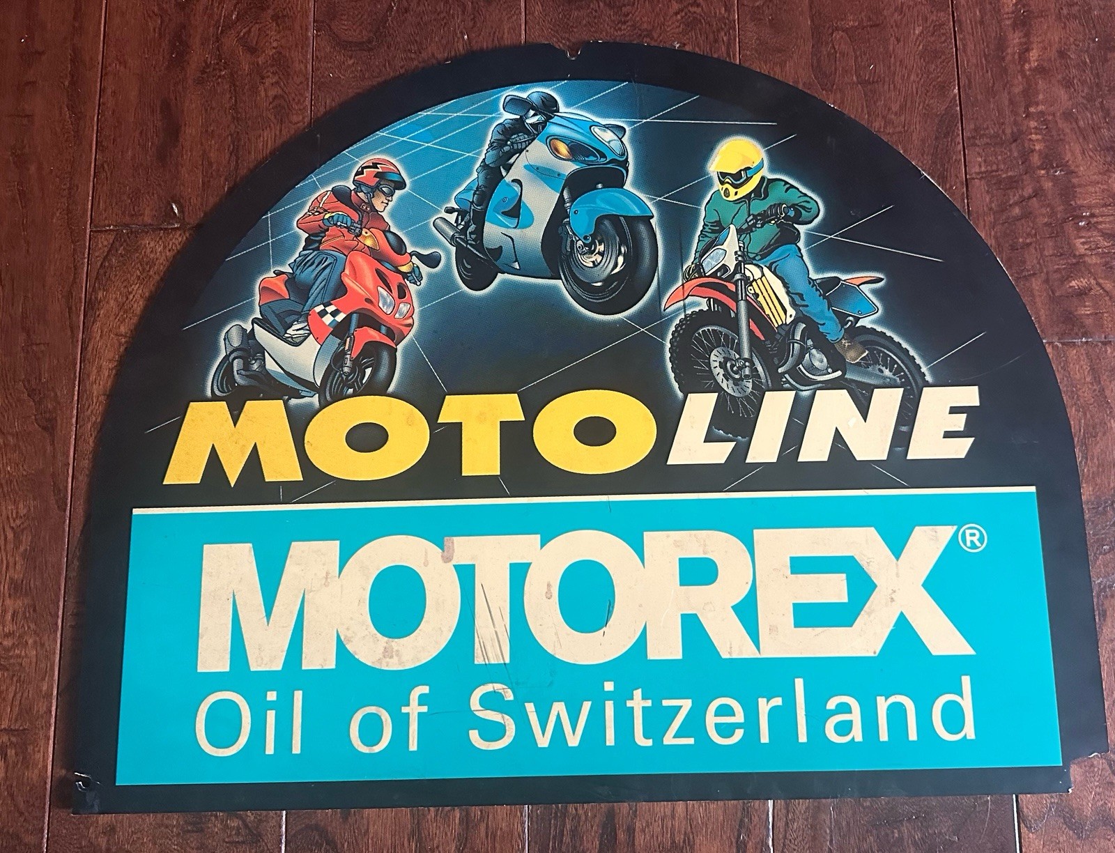 Motorex Oil of Switzerland Moto Line Sign 17”x21” Plastic Motorcycle As Is