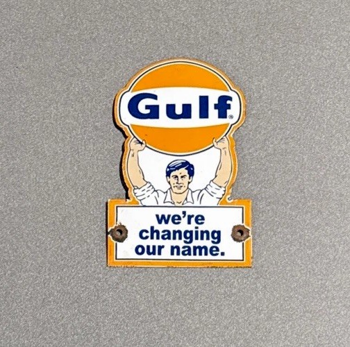 VINTAGE GULF GASOLINE MOTOR PORCELAIN SIGN CAR GAS TRUCK MOTORCYCLE OIL