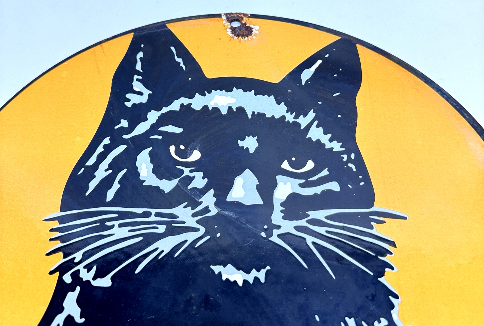 Black Cat Cigarettes – Vintage Porcelain Sign – Service Station Advertisement