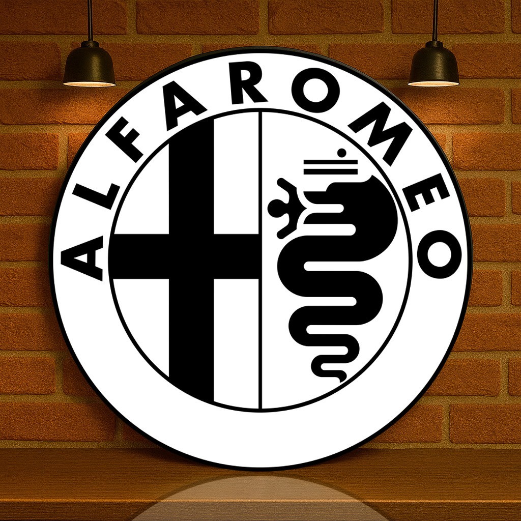 Alfa Romeo Monochrome Crest Logo – 2015–2023 – Heavy Metal Sign – 19.7″ (50 cm)
