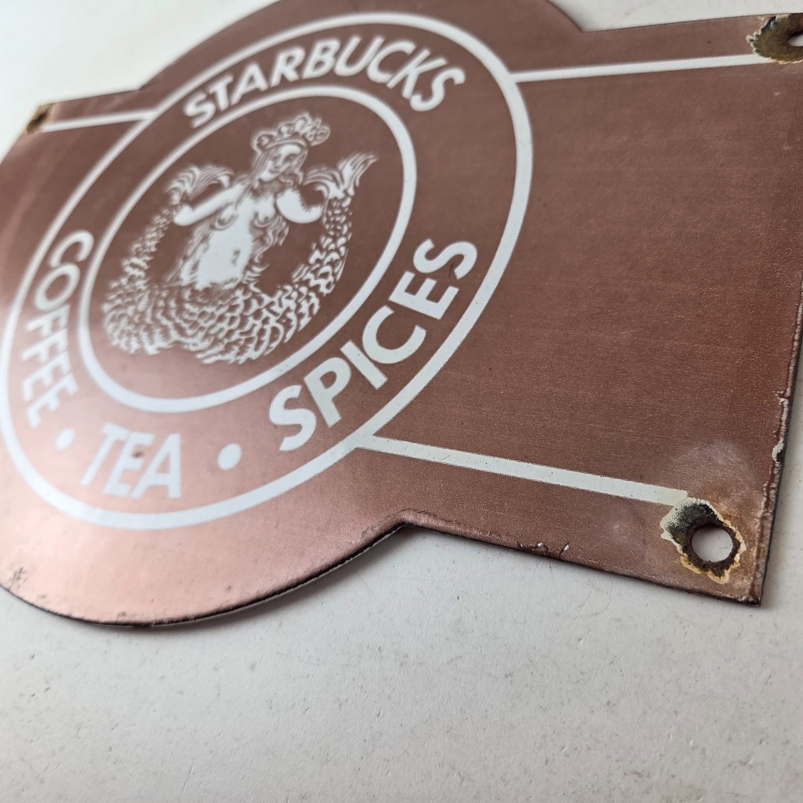 Vintage Starbucks Sign – Coffee Tea Spices Beverage Gas Pump Porcelain Ad Sign