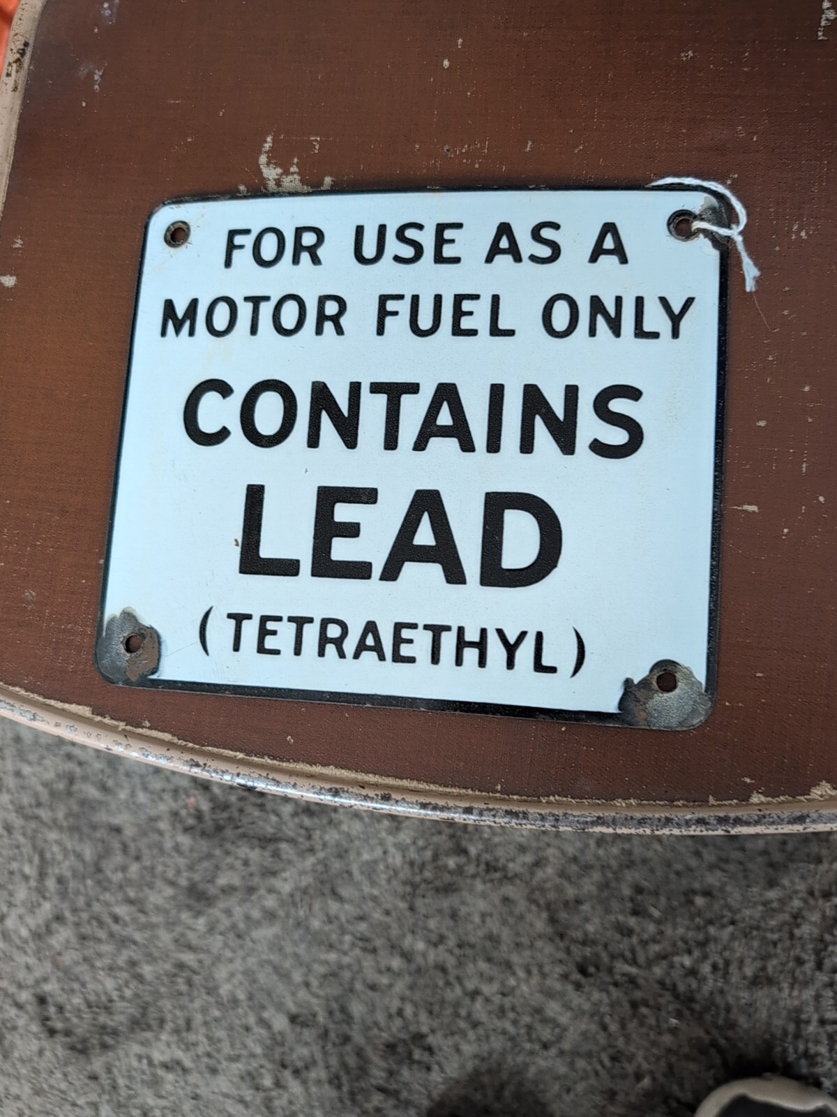 VINTAGE LEAD MOTOR FUEL PORCELAIN SIGN CAR GAS OIL TRUCK GASOLINE