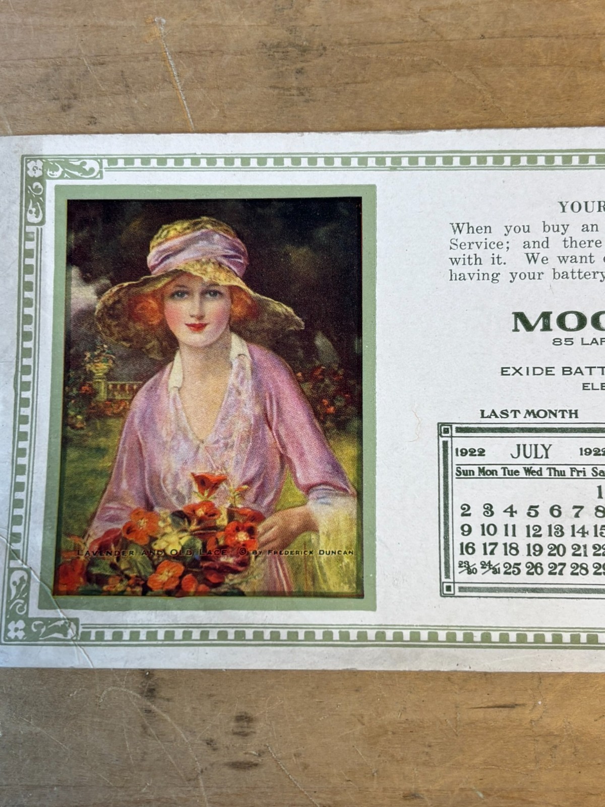 Antique Vtg 1922 Moore & Wetherbee EXIDE Salem Mass Advertising INK BLOTTER #U