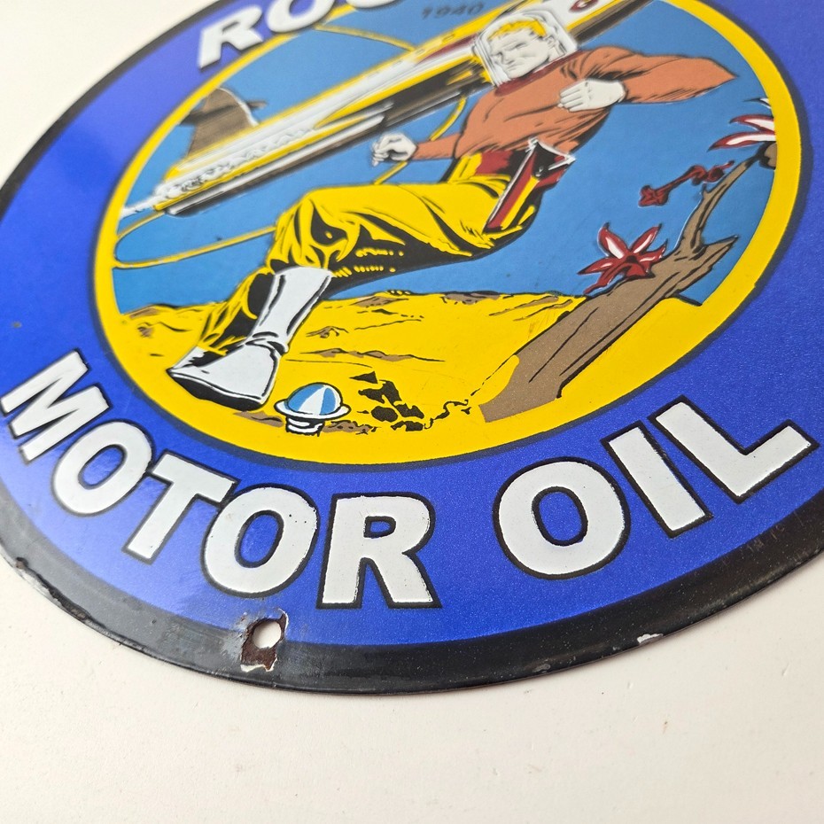 Vintage Flash Gordon Sign – Rocket Motor Gas Service Station Porcelain Sign