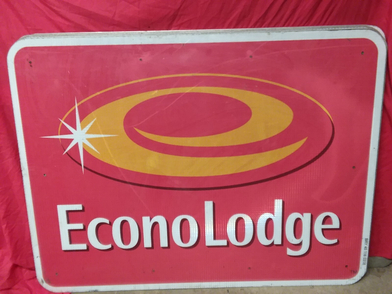 9o BURGER KING FAST FOOD RESTAURANT/ECONOLODGE ADVERTISING HWY EXIT SIGN 48X36″
