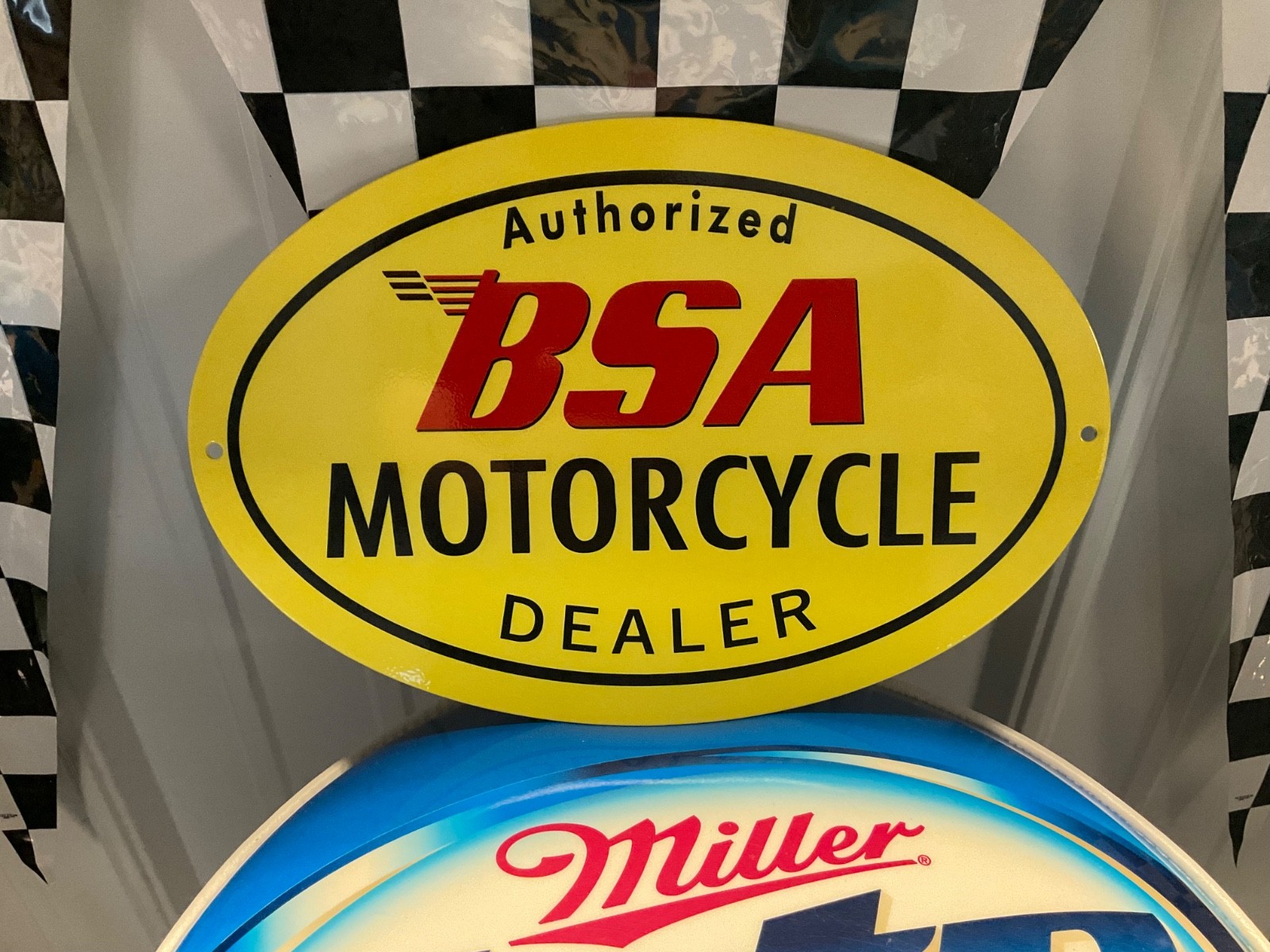 BSA MOTORCYCLE ADVERTISING DIE CUT METAL SIGN